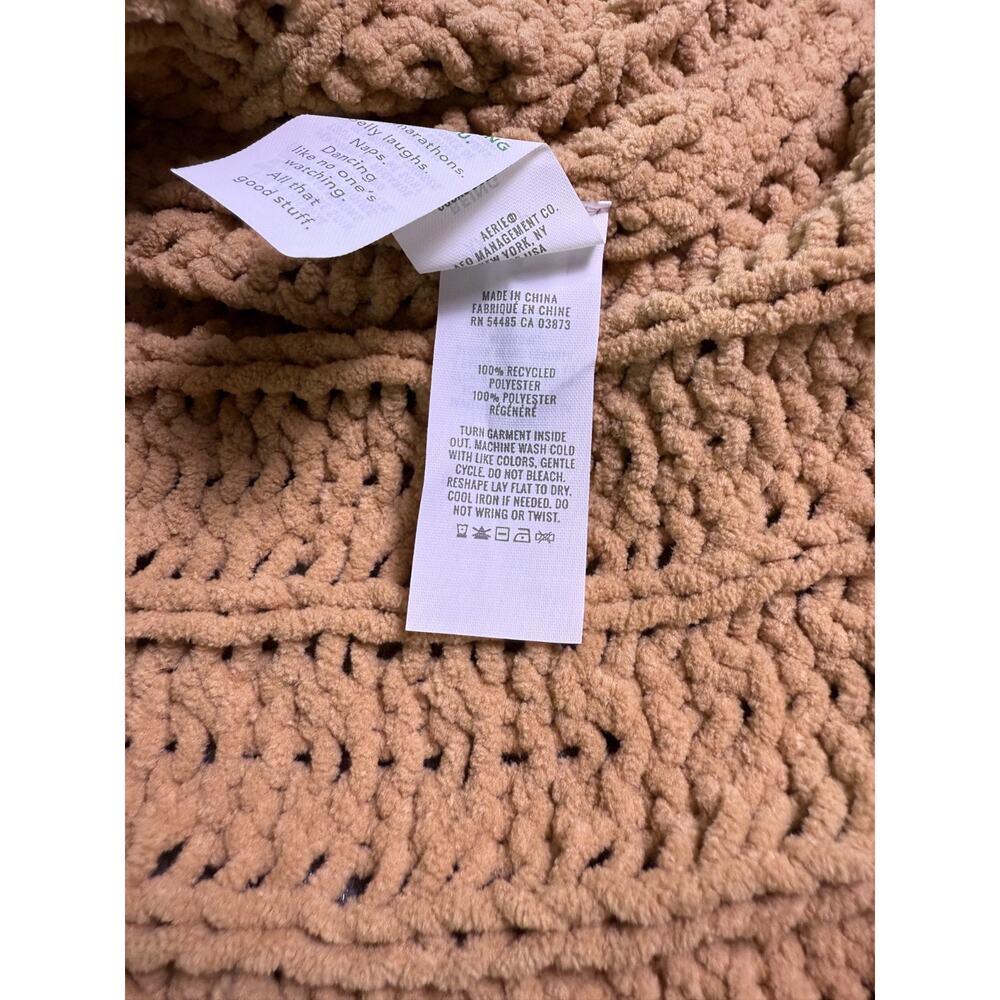 Aerie 1/4 Zip Sweater Womens Small Brown Cable Knit Heavyweight Pullover E228 - Picture 5 of 9